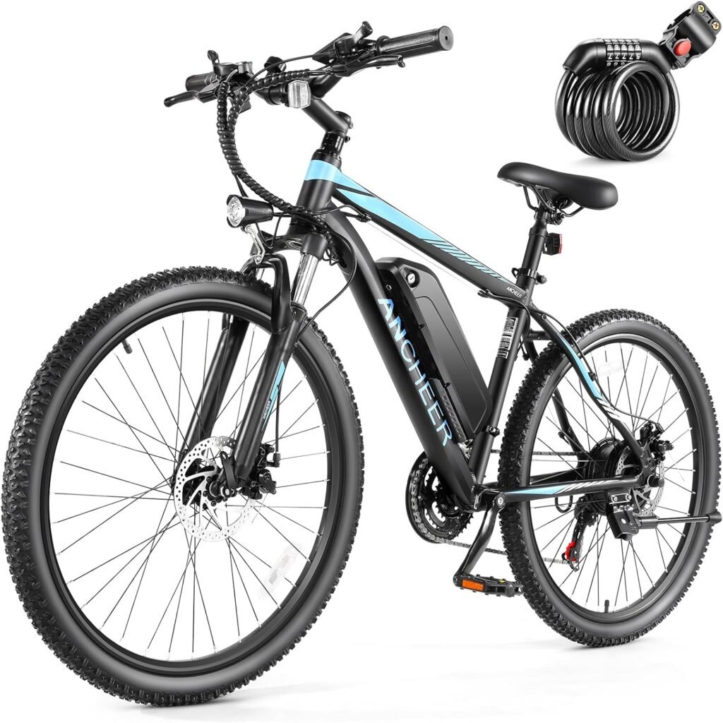 ANCHEER Electric Bike for Adults, [Peak 750W Motor] Electric Mountain Bike, 26 Sunshine Commuter Ebike, 55 Miles 20MPH Electric Bicycle with 48V/374Wh Battery, LCD Display, 21Speed, Front Suspension