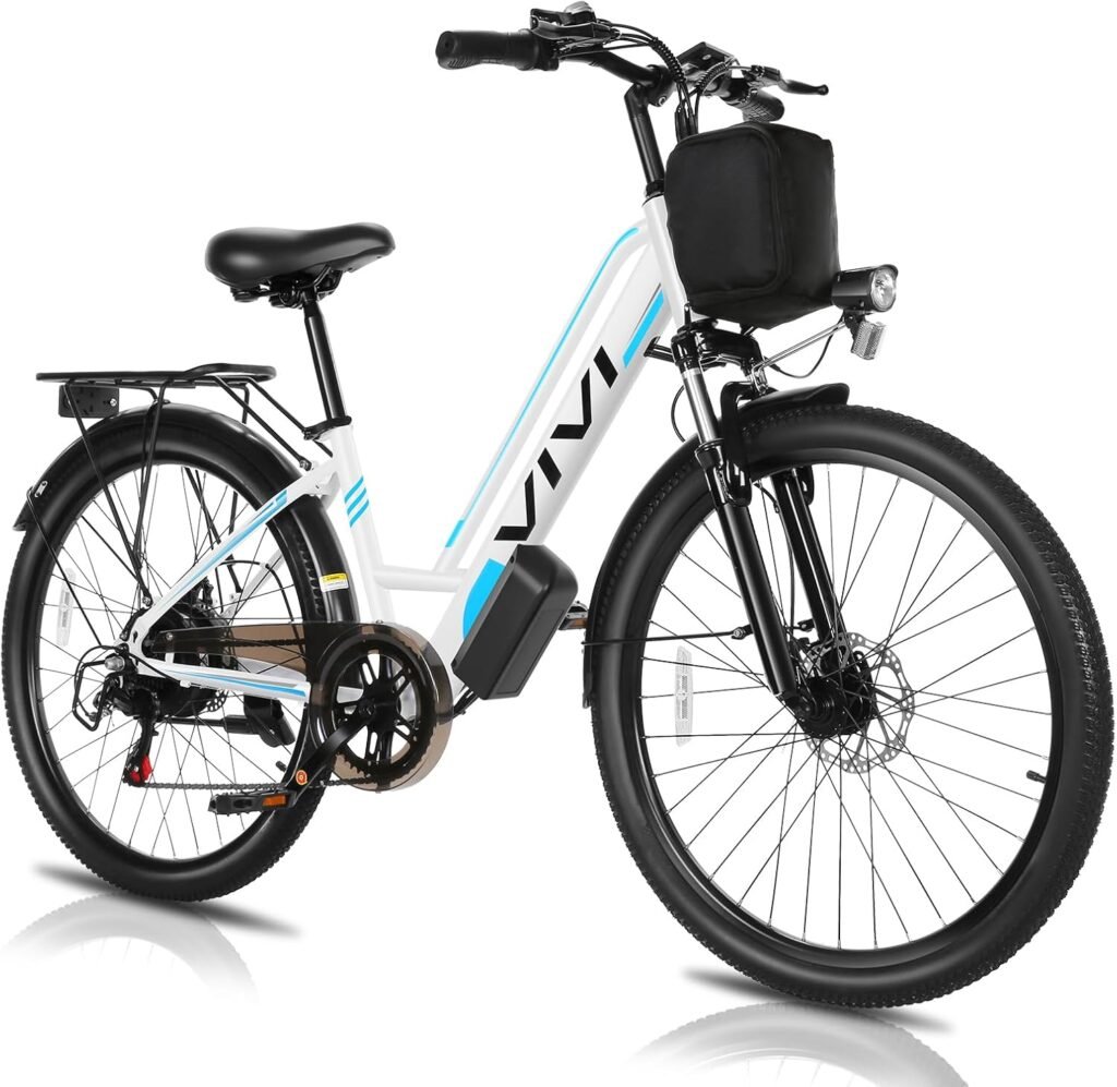 Vivi Electric Bike 500W, 26 Ebike for Adults Electric Bicycle Step Through with Removable 48V Lithium Battery, 20MPH Commuter Ebike, Up to 50 Miles, Cruise Control, Professional 7 Speed