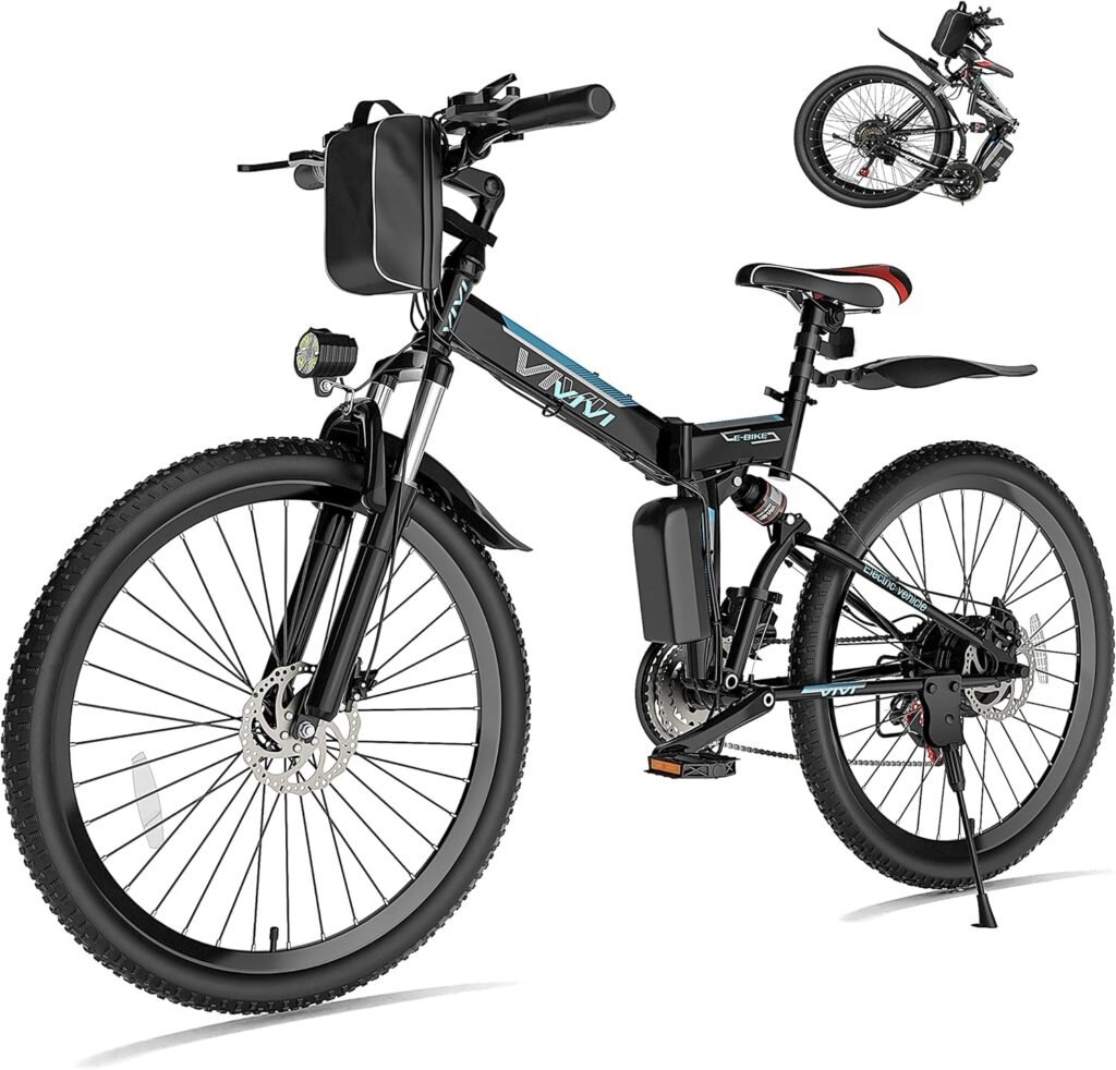 Vivi Electric Bike for Adults Foldable 500W (Peak 750W) Electric Mountain Bike 26 Commuter Ebike 20MPH Adult Electric Bicycles with Removable Battery, Up to 50 Miles, 21 Speed, Dual Shock Absorber